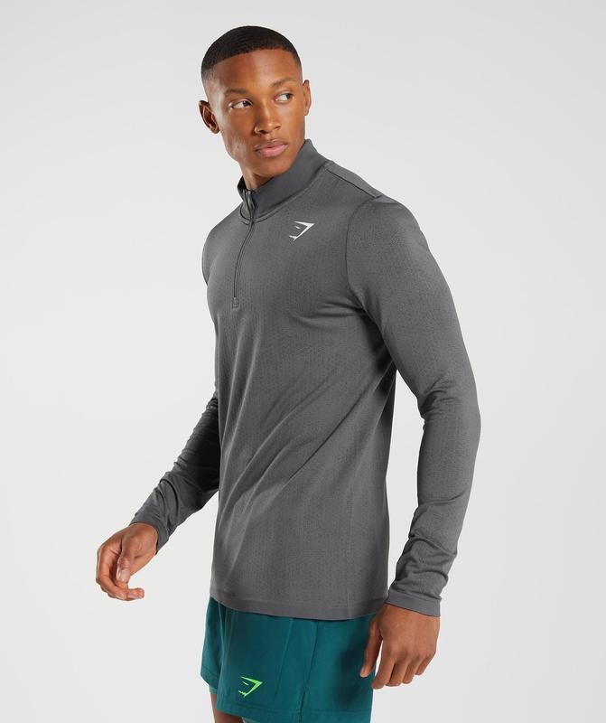 Gymshark Sport Seamless 1/4 Zip Pullovers Silhouette Grey/Black | 52XKMLTVG