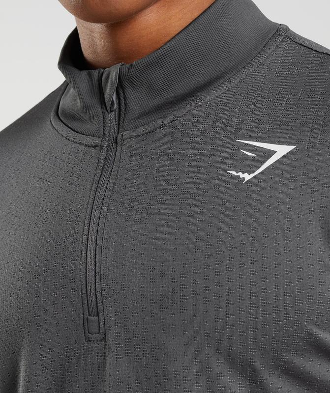 Gymshark Sport Seamless 1/4 Zip Pullovers Silhouette Grey/Black | 52XKMLTVG