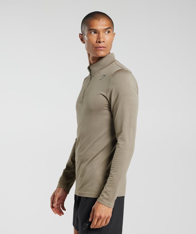 Gymshark Sport Seamless 1/4 Zip Pullovers Bruin | 93FSZIJEW