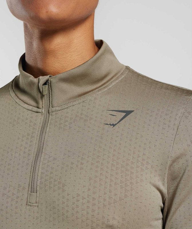 Gymshark Sport Seamless 1/4 Zip Pullovers Bruin | 93FSZIJEW