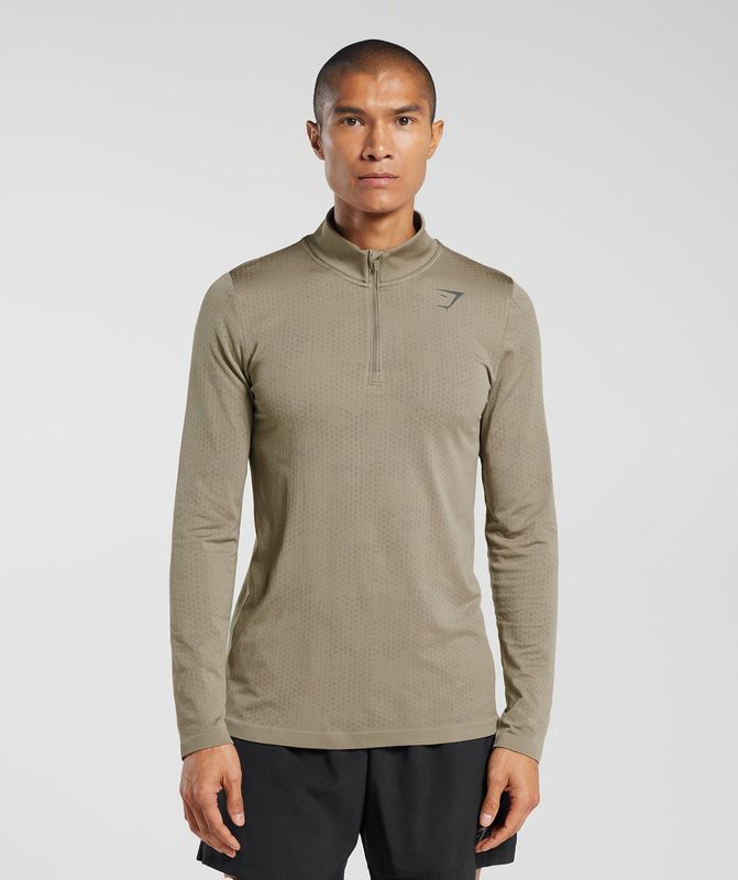 Gymshark Sport Seamless 1/4 Zip Pullovers Bruin | 93FSZIJEW