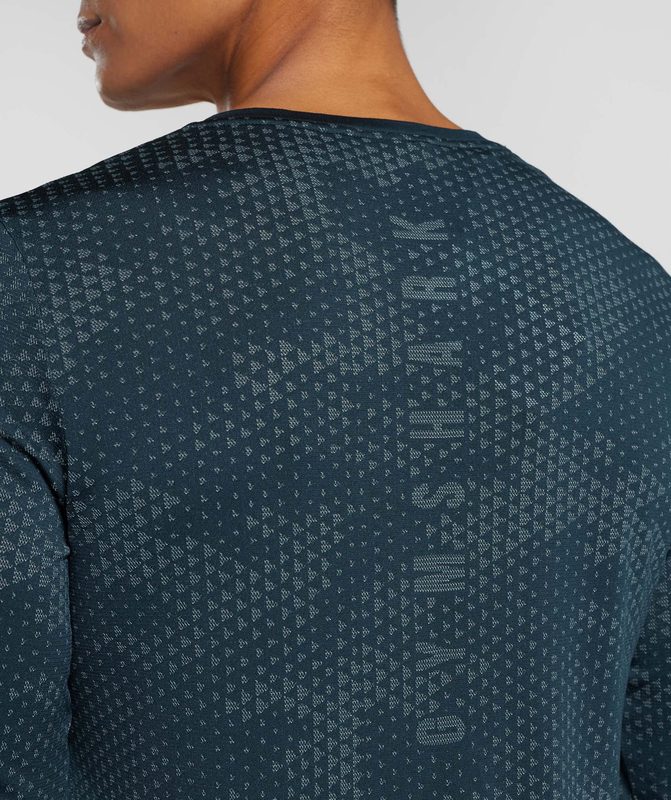 Gymshark Sport Seamless Long Sleeve T-Shirt Long Sleeve Top Navy/Denim Teal | 58DKOYLFG