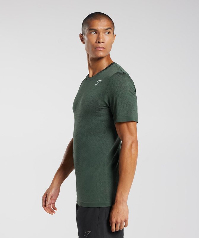 Gymshark Sport Seamless T-Shirt T-Shirts Fog Green/Black | 52UMCNIJT