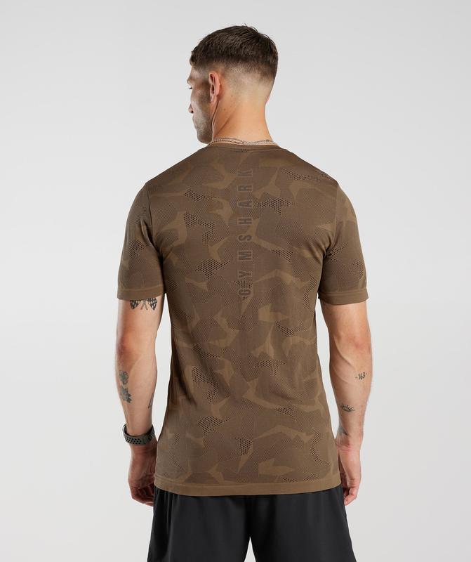 Gymshark Sport Seamless T-Shirt T-Shirts Fossil Brown/Black | 74EMLOTJK