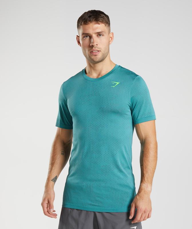 Gymshark Sport Seamless T-Shirt T-Shirts Slate Blue/Winter Teal | 91ZIXKTOL