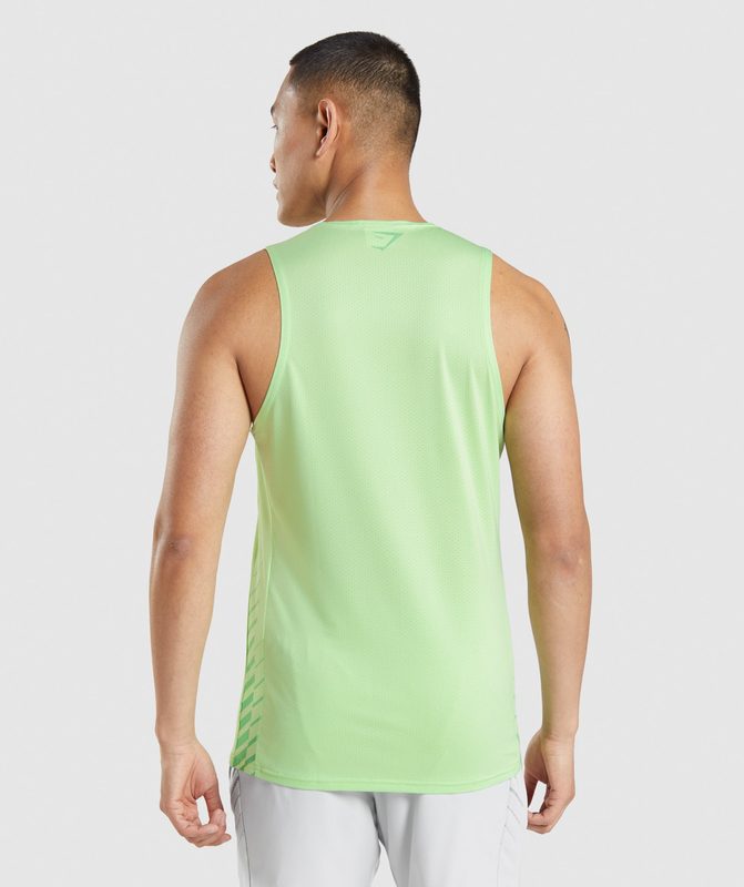 Gymshark Sport Stripe Tank Tanktop Groen | 93XUYJKLP