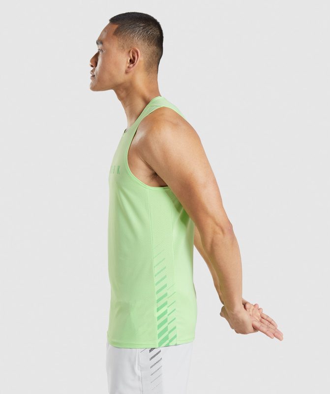 Gymshark Sport Stripe Tank Tanktop Groen | 93XUYJKLP