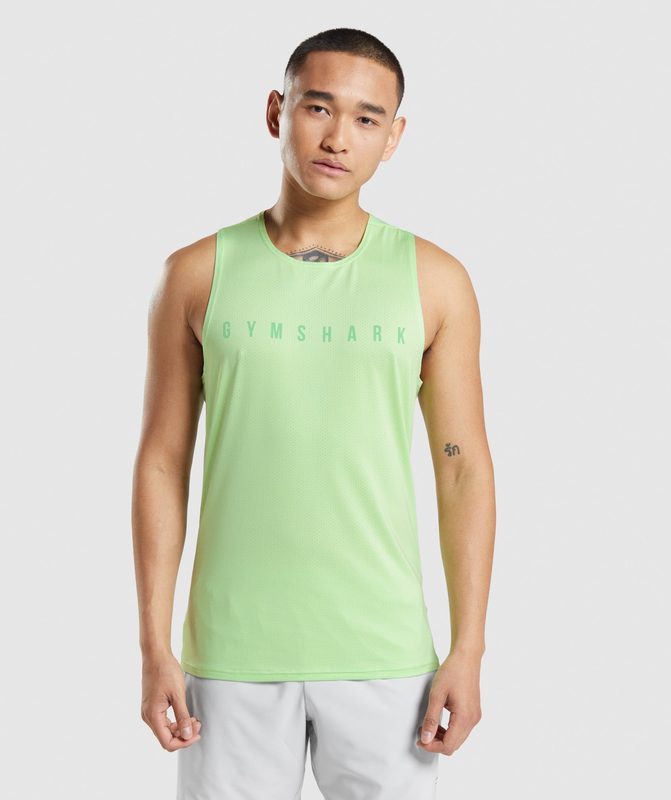 Gymshark Sport Stripe Tank Tanktop Groen | 93XUYJKLP