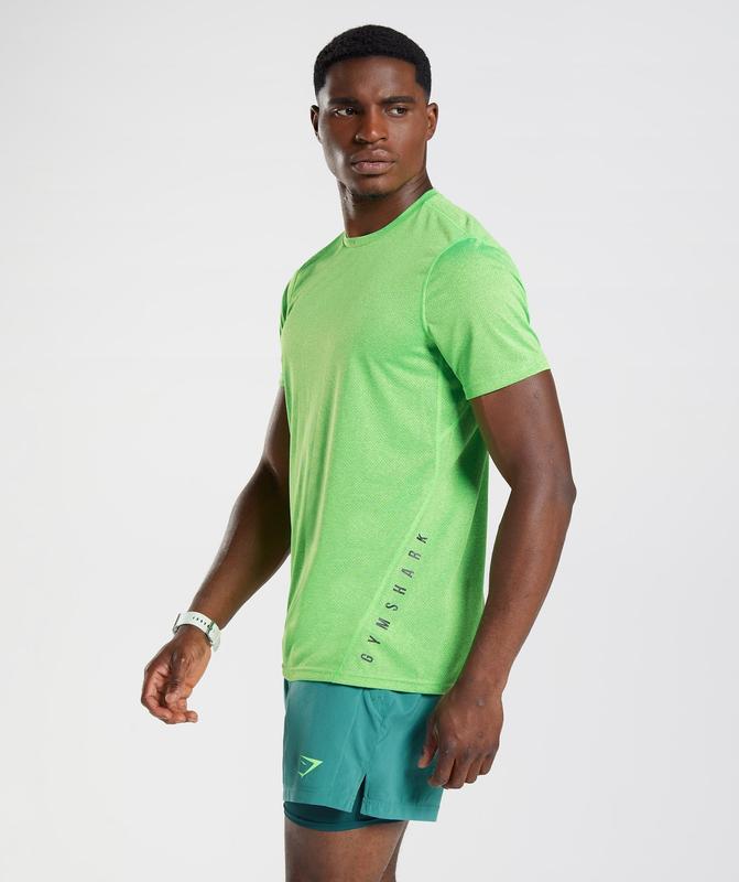 Gymshark Sport T-Shirt T-Shirts Fluo Lime/Black Marl | 32LJMHTZU