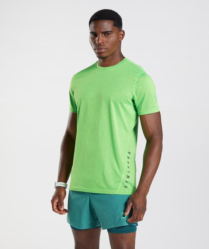 Gymshark Sport T-Shirt T-Shirts Fluo Lime/Black Marl | 32LJMHTZU