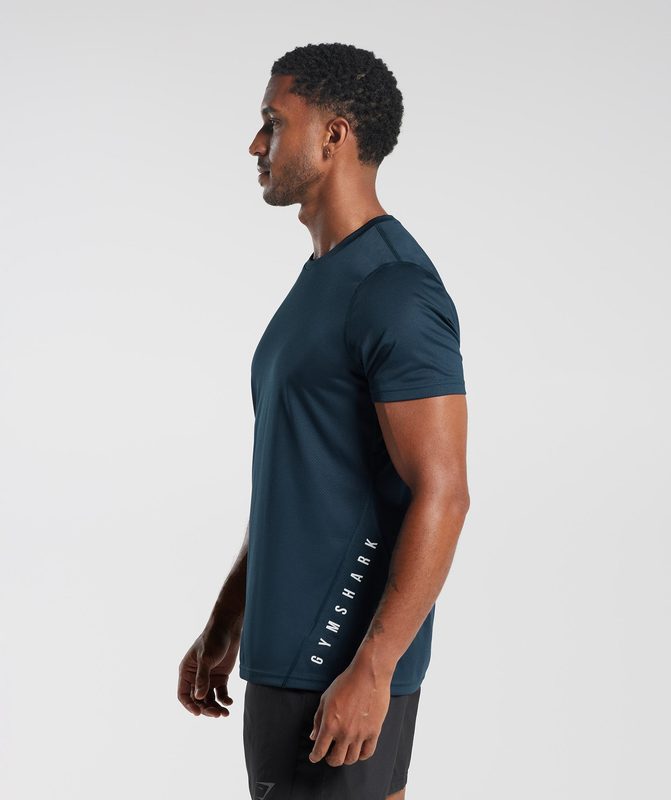 Gymshark Sport T-Shirt T-Shirts Navy/Black Marl | 50EHGMCOI