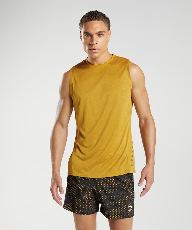 Gymshark Sport Tank Tanktop Turmeric Yellow/Black Marl | 80YKMIDEX