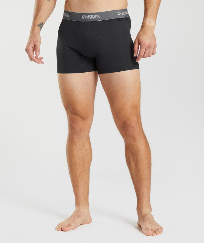 Gymshark Sports Tech Boxers 2Pk Ondergoed Zwart | 49VWEJQMC