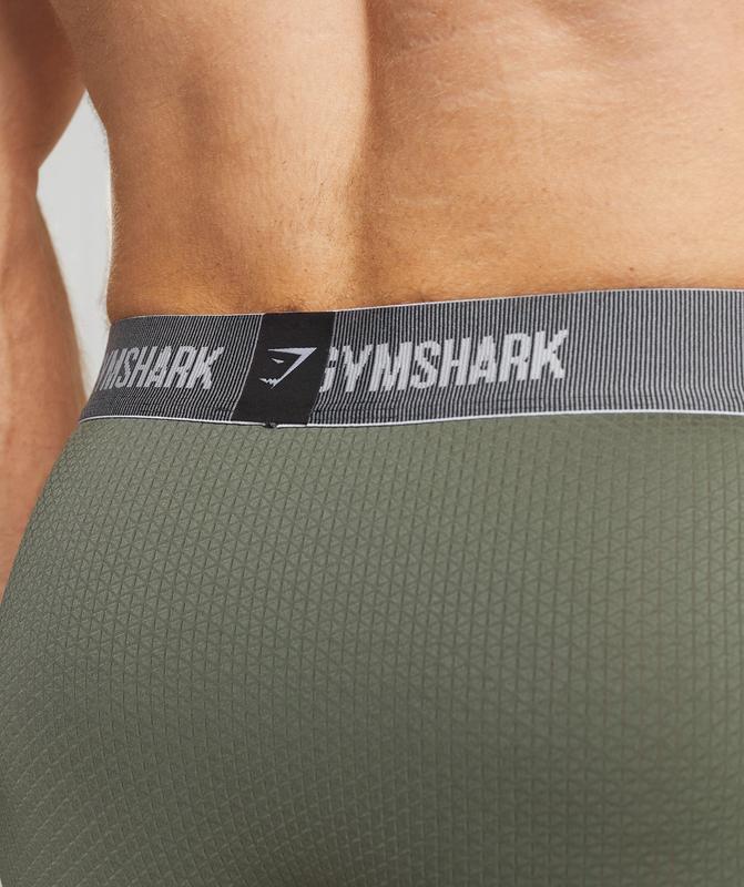 Gymshark Sports Tech Boxers 2Pk Ondergoed Olijfgroen | 46LBXFZEY