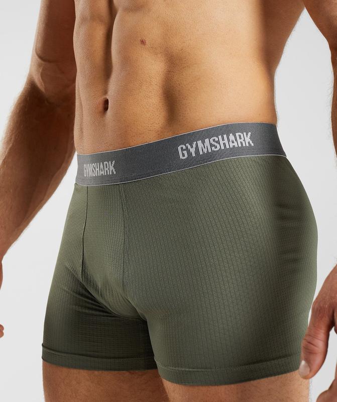 Gymshark Sports Tech Boxers 2Pk Ondergoed Olijfgroen | 46LBXFZEY