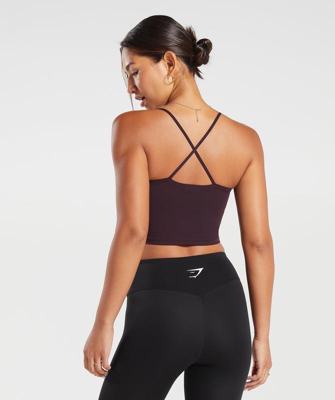 Gymshark Strappy Crop Cami Tank Tanktop Bruin | 46AJCLRXB