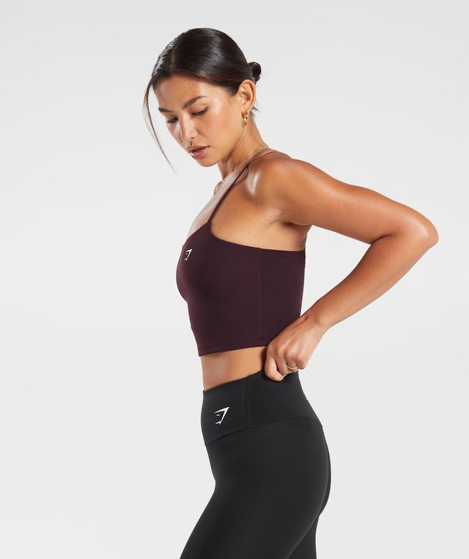 Gymshark Strappy Crop Cami Tank Tanktop Bruin | 46AJCLRXB