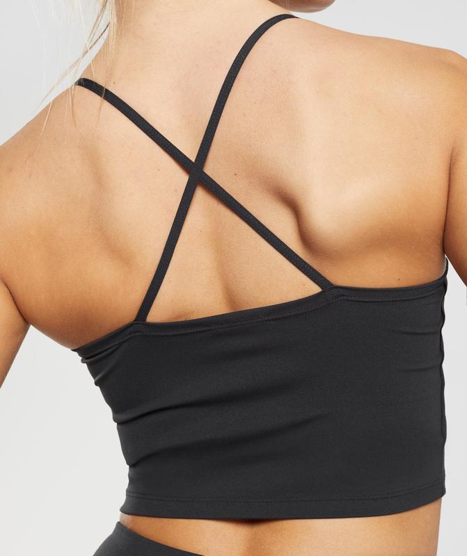 Gymshark Strappy Crop Cami Tank Tanktop Zwart | 62QFXNHCW