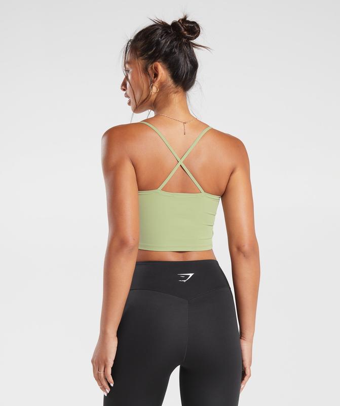 Gymshark Strappy Crop Cami Tank Tanktop Lichtgroen | 94IWYUNTC