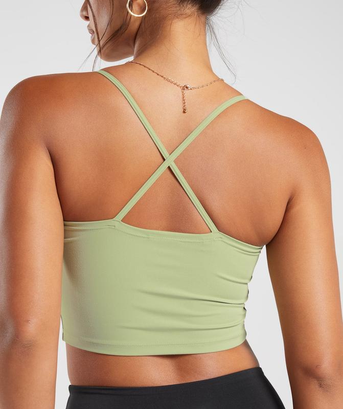 Gymshark Strappy Crop Cami Tank Tanktop Lichtgroen | 94IWYUNTC