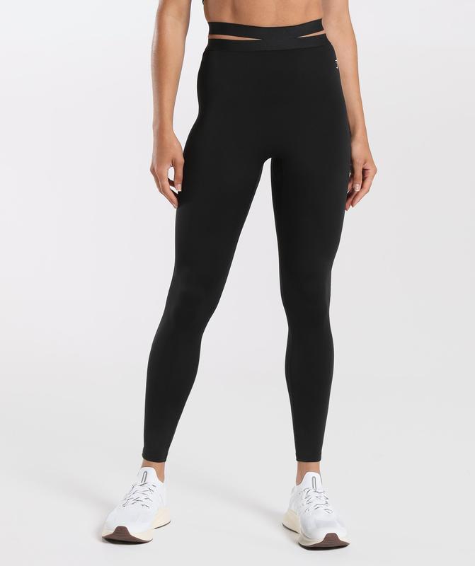 Gymshark Strappy Waistband Leggings Leggings Zwart | 32RTUZKJY