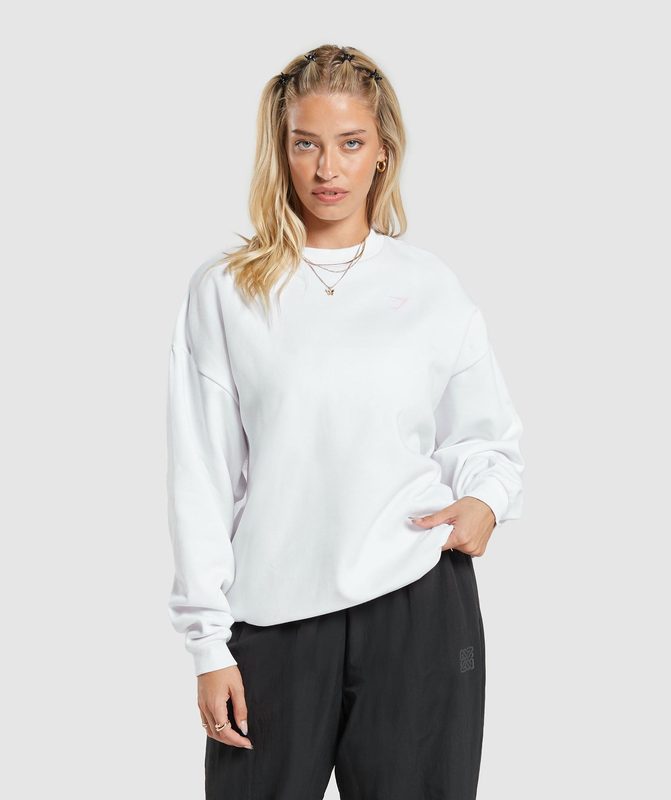 Gymshark Strength Department Graphic Oversized Sweatshirt Pullovers Wit | 04IHBNJYW