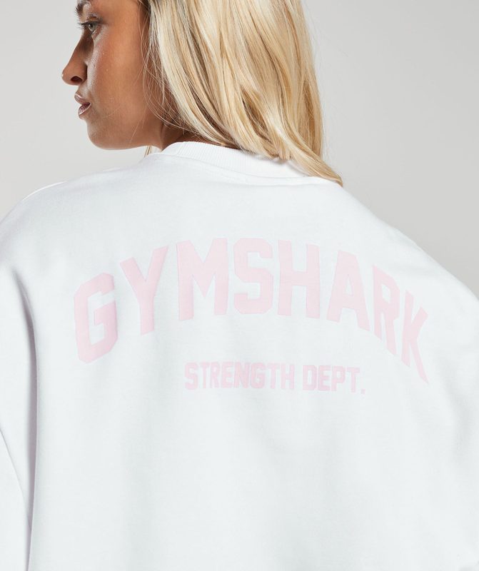 Gymshark Strength Department Graphic Oversized Sweatshirt Pullovers Wit | 04IHBNJYW