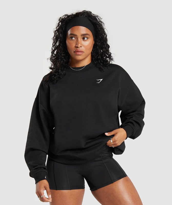 Gymshark Strength Department Graphic Oversized Sweatshirt Pullovers Zwart | 52KVWCRQZ