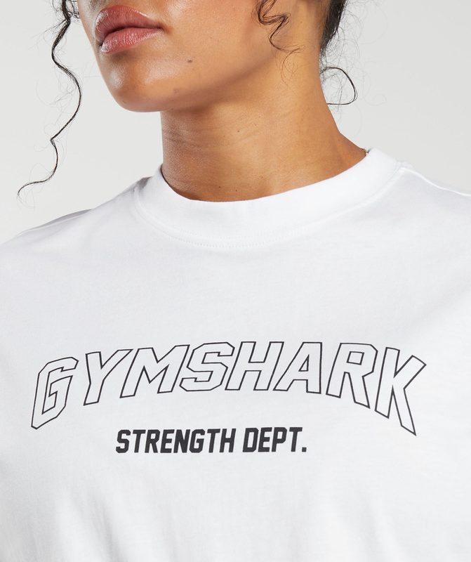 Gymshark Strength Department Oversized T-Shirt T-Shirts Wit | 21LTRNCXV