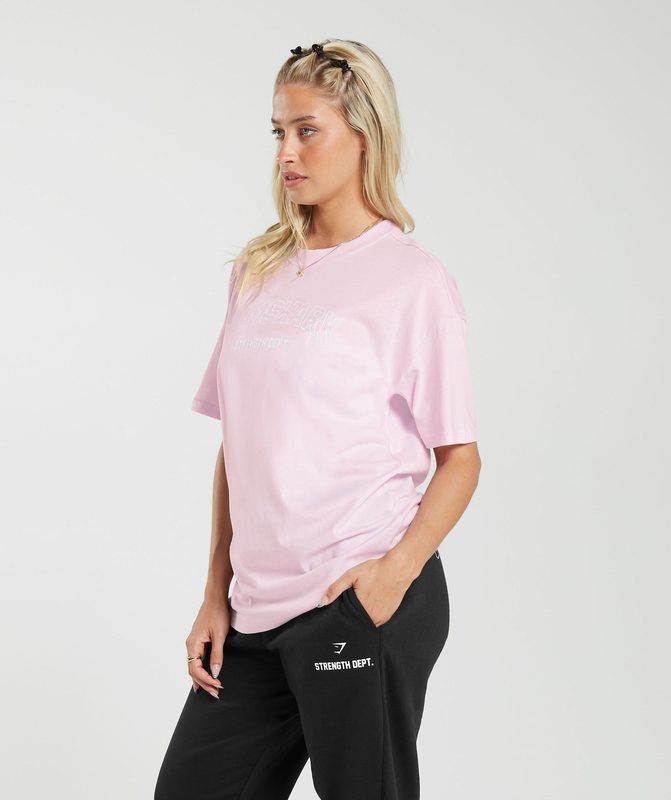 Gymshark Strength Department Oversized T-Shirt T-Shirts Roze | 91HIJCDSL