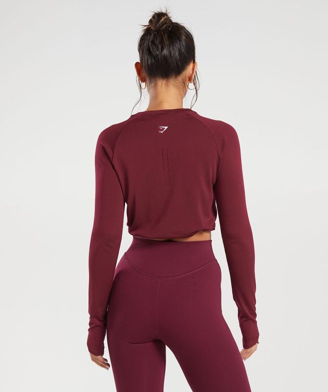 Gymshark Sweat Seamless Long Sleeve Crop Top Crop Tops Roze | 71FOISAQP