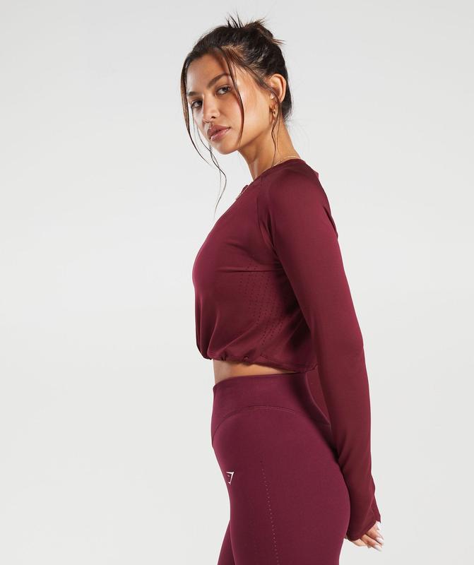 Gymshark Sweat Seamless Long Sleeve Crop Top Crop Tops Roze | 71FOISAQP