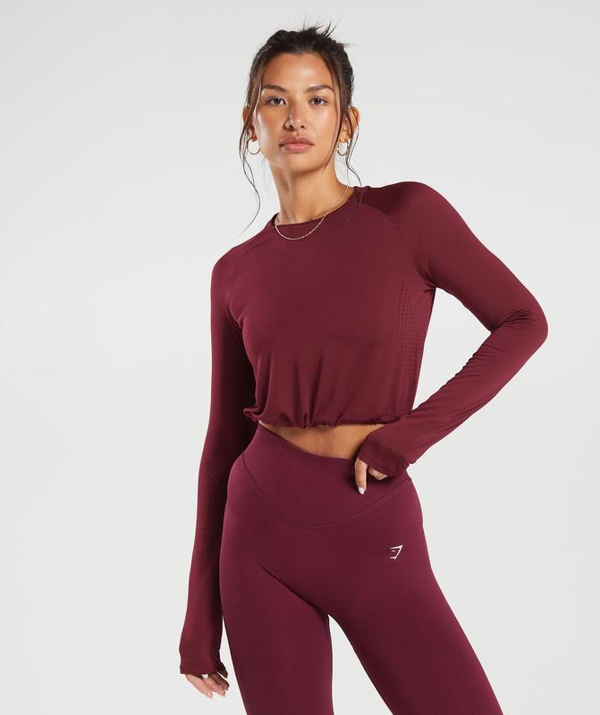 Gymshark Sweat Seamless Long Sleeve Crop Top Crop Tops Roze | 71FOISAQP