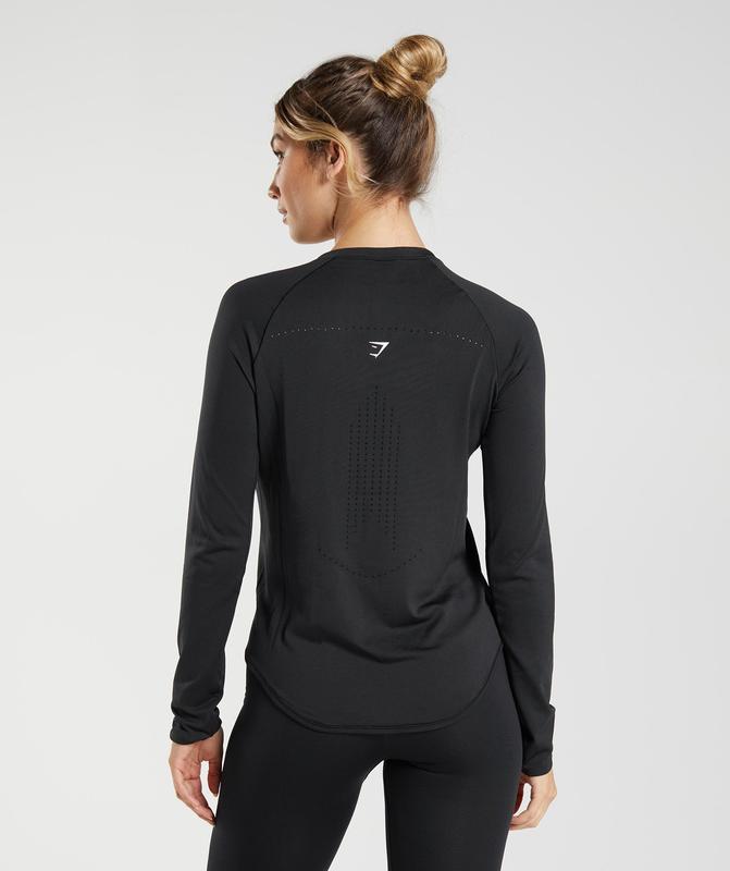 Gymshark Sweat Seamless Long Sleeve Top Long Sleeve Top Zwart | 82SWPTLEZ