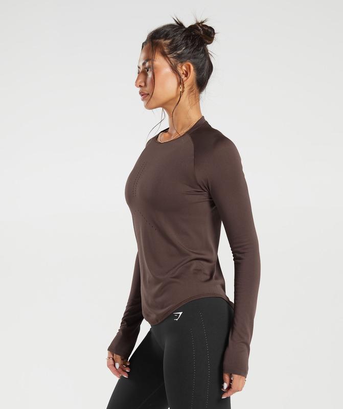 Gymshark Sweat Seamless Long Sleeve Top Long Sleeve Top Bruin | 48SKGCOFY