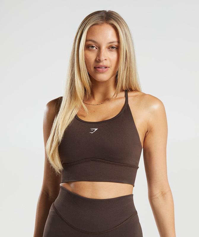 Gymshark Sweat Seamless Longline Sports Bra Sports Bras Bruin | 06NTAPDRJ