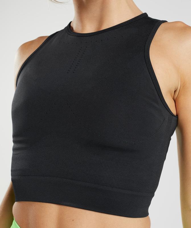 Gymshark Sweat Seamless Midi Tank Tanktop Zwart | 20WNAPFOR