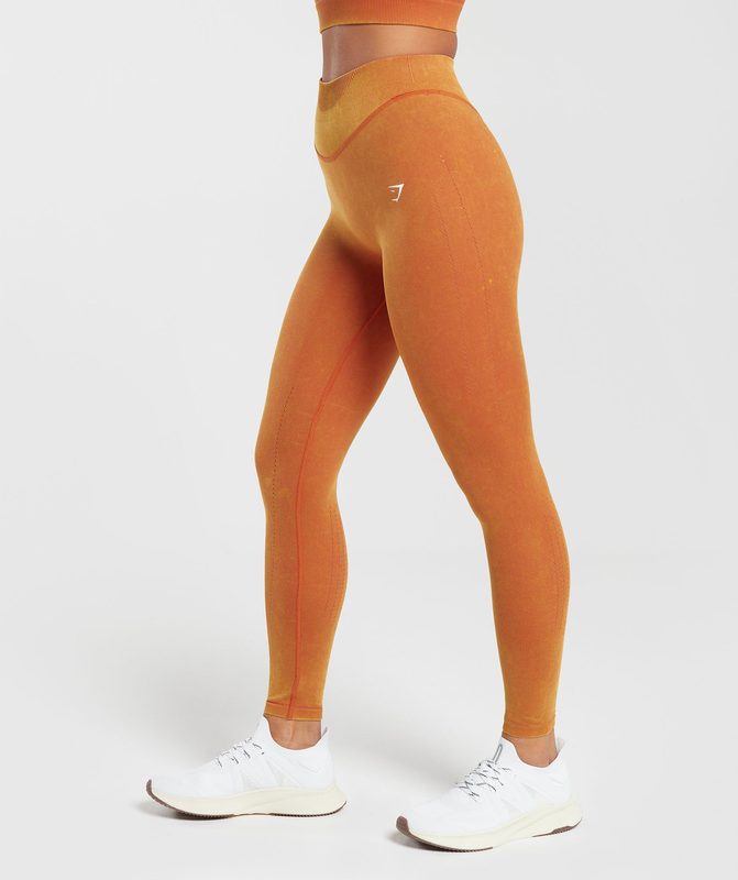 Gymshark Sweat Seamless Washed Leggings Leggings Oranje | 50XWVLYRA