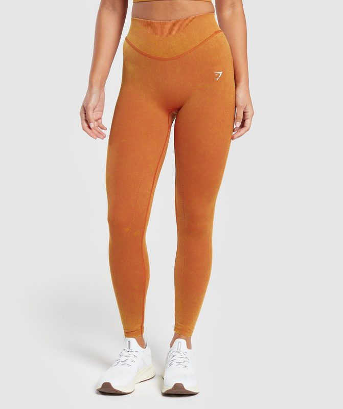 Gymshark Sweat Seamless Washed Leggings Leggings Oranje | 50XWVLYRA