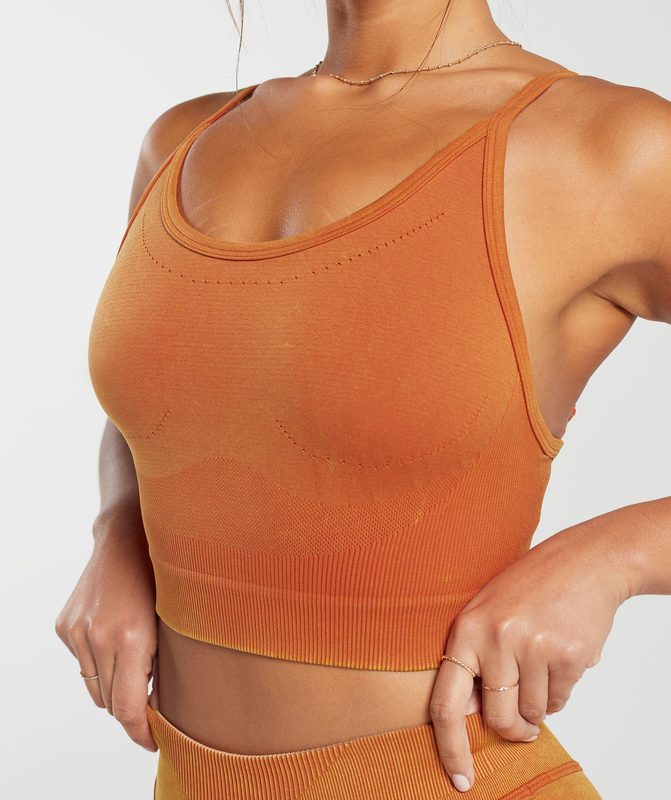 Gymshark Sweat Seamless Washed Midi Tank Tanktop Oranje | 27YQRUSZC