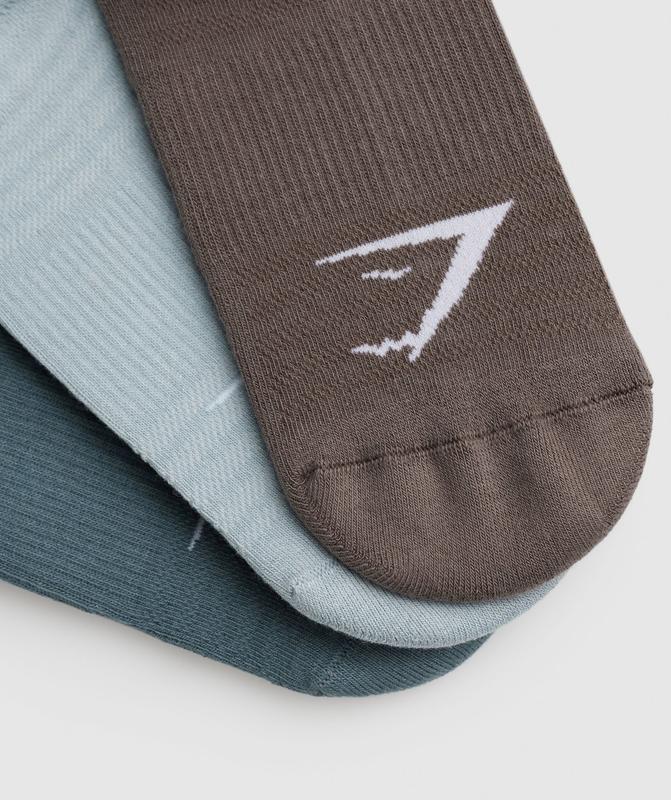 Gymshark Trainer Socks 3pk Sokken Bruin | 50HNLVSOT