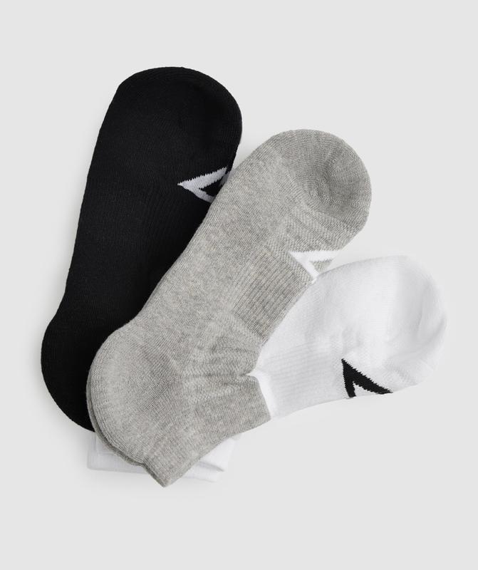 Gymshark Trainer Socks 3pk Sokken Grijs | 89HBTGYEI