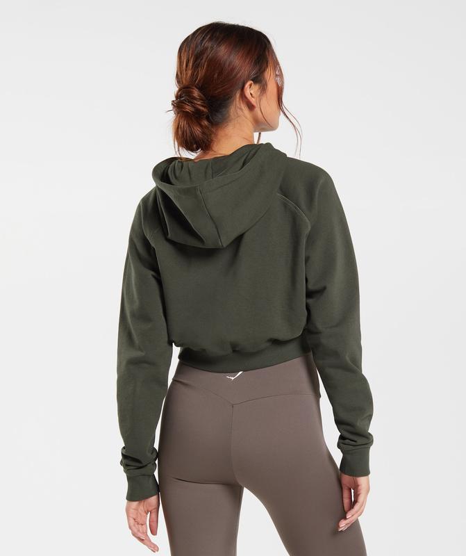 Gymshark Training Crop Hoodie Hoodies Diepolijfgroen Groen | 09UMODIAC