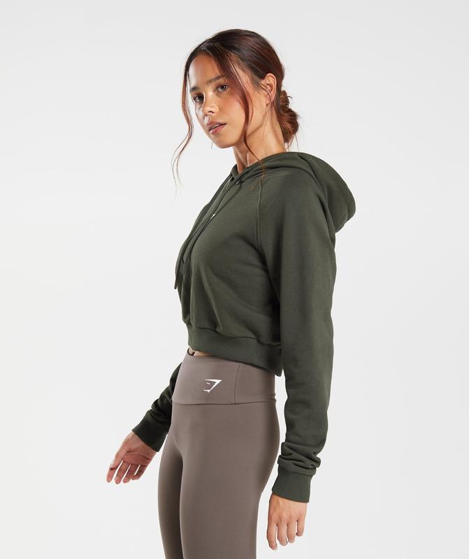 Gymshark Training Crop Hoodie Hoodies Diepolijfgroen Groen | 09UMODIAC