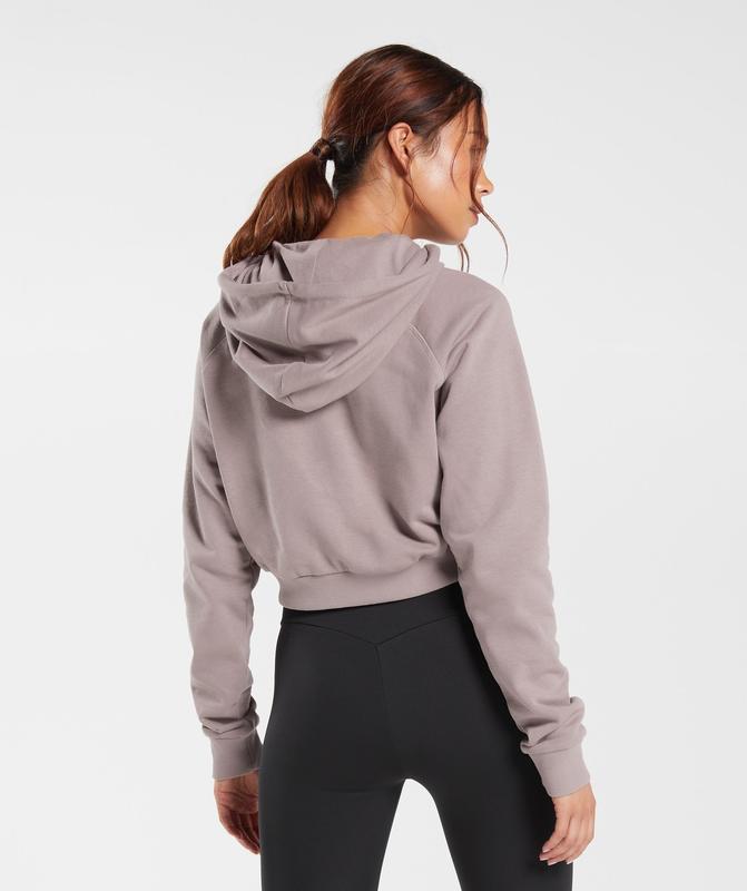 Gymshark Training Crop Hoodie Hoodies Washed Mauve | 69HOLJIKE