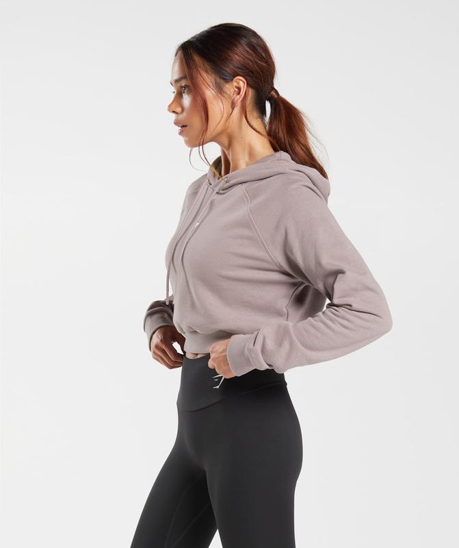 Gymshark Training Crop Hoodie Hoodies Washed Mauve | 69HOLJIKE