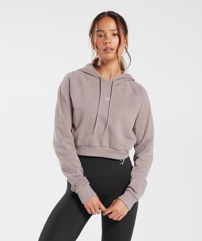 Gymshark Training Crop Hoodie Hoodies Washed Mauve | 69HOLJIKE