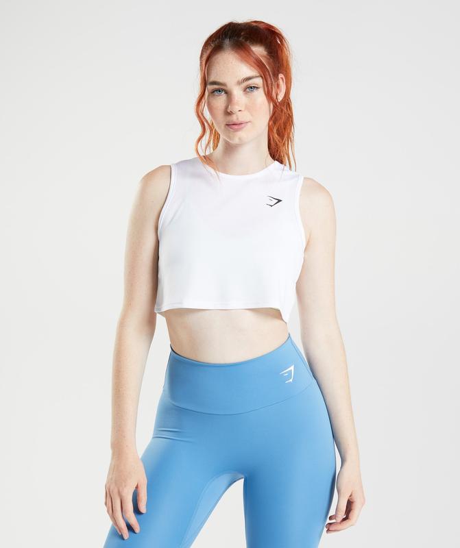 Gymshark Training Crop Tank Crop Tops Wit | 50GKTYCBZ