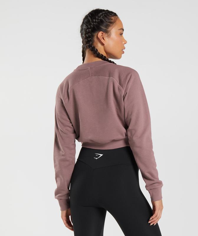 Gymshark Training Cropped Sweater Pullovers Bordeaux | 52PJAGNKR