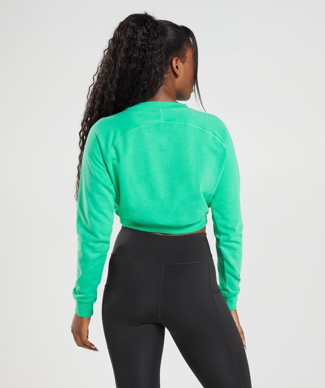 Gymshark Training Cropped Sweater Pullovers Groen | 71XECRHFP